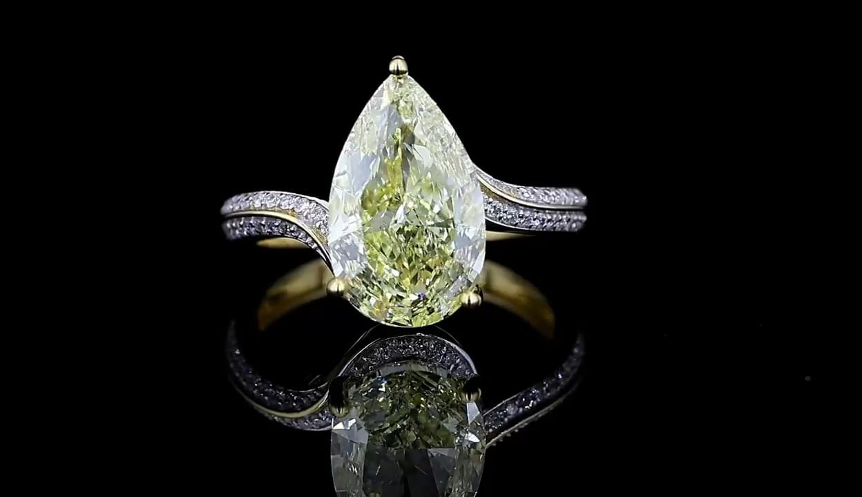 Canary Yellow 3 CT Pear Lab Diamond Engagement Ring