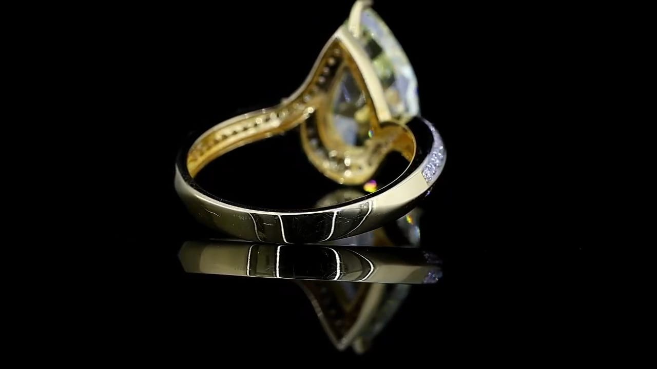 Canary Yellow 3 CT Pear Lab Diamond Engagement Ring