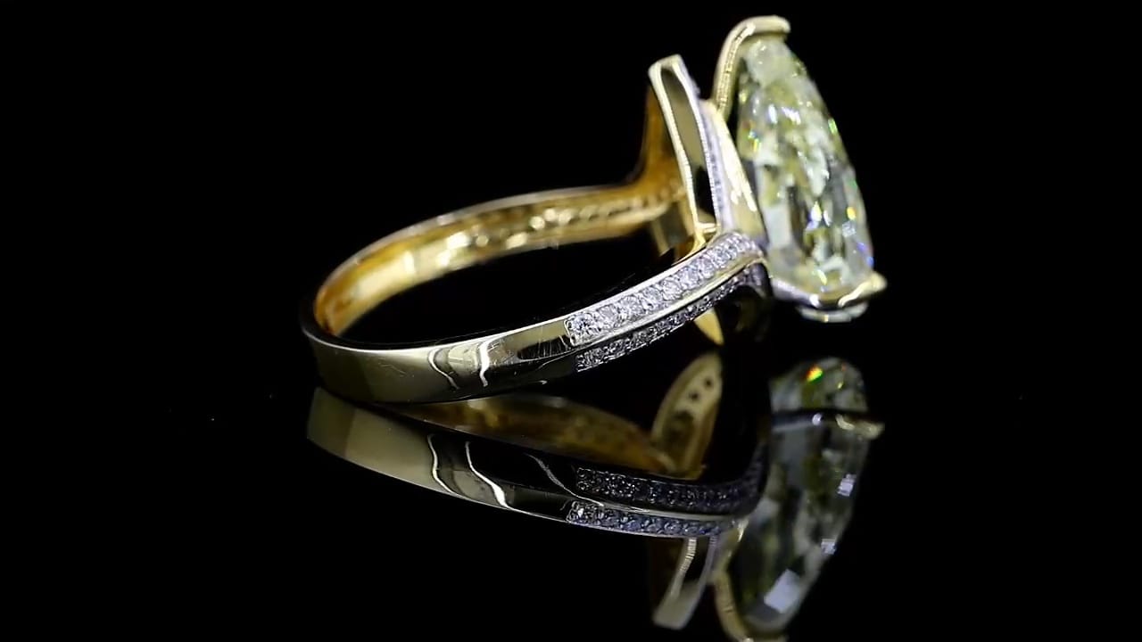 Canary Yellow 3 CT Pear Lab Diamond Engagement Ring