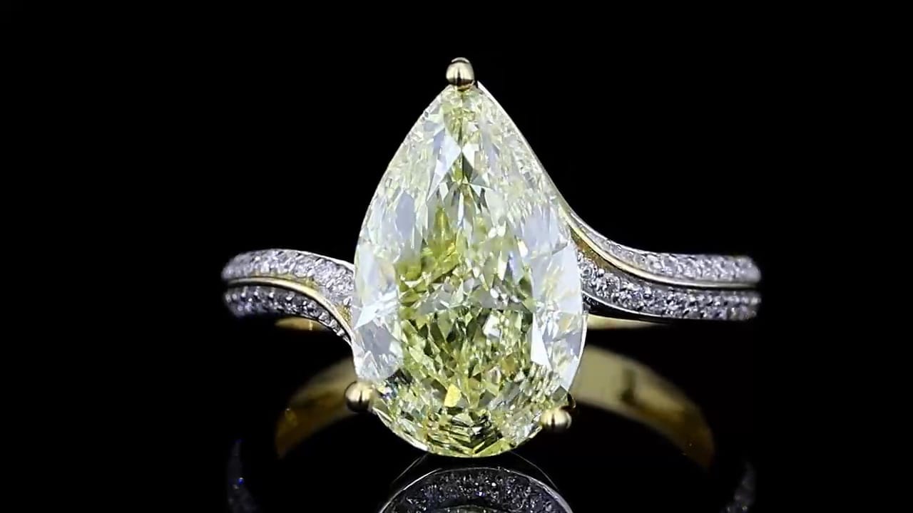 Canary Yellow 3 CT Pear Lab Diamond Engagement Ring