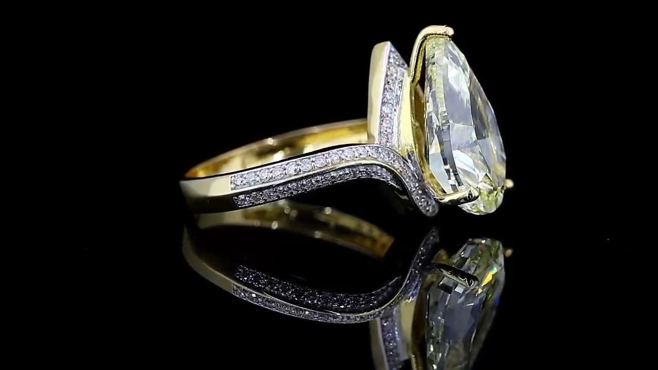 Canary Yellow 3 CT Pear Lab Diamond Engagement Ring