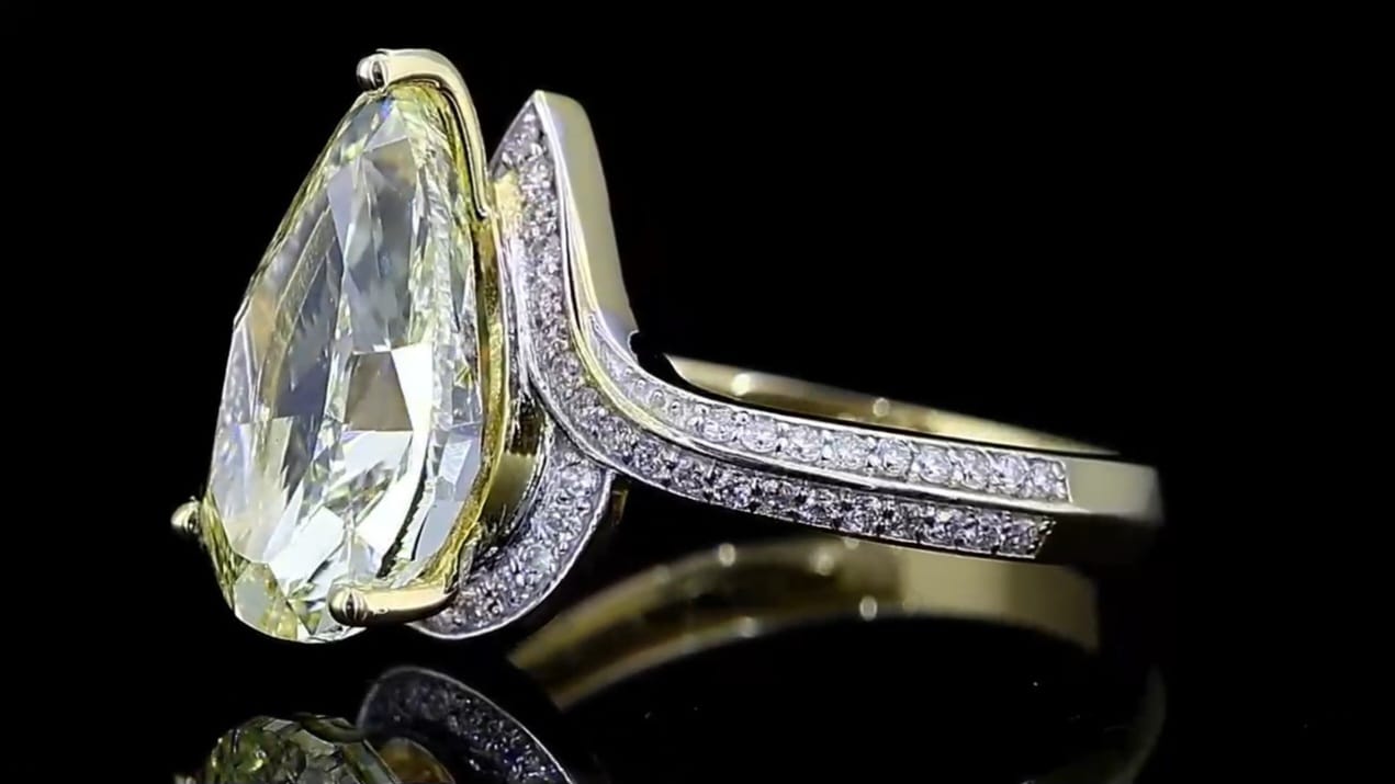 Canary Yellow 3 CT Pear Lab Diamond Engagement Ring