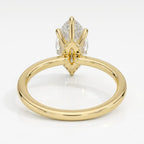 Underside gallery view of a yellow gold 6-prong setting for a 4 CT marquise cut lab grown diamond ring with hidden halo