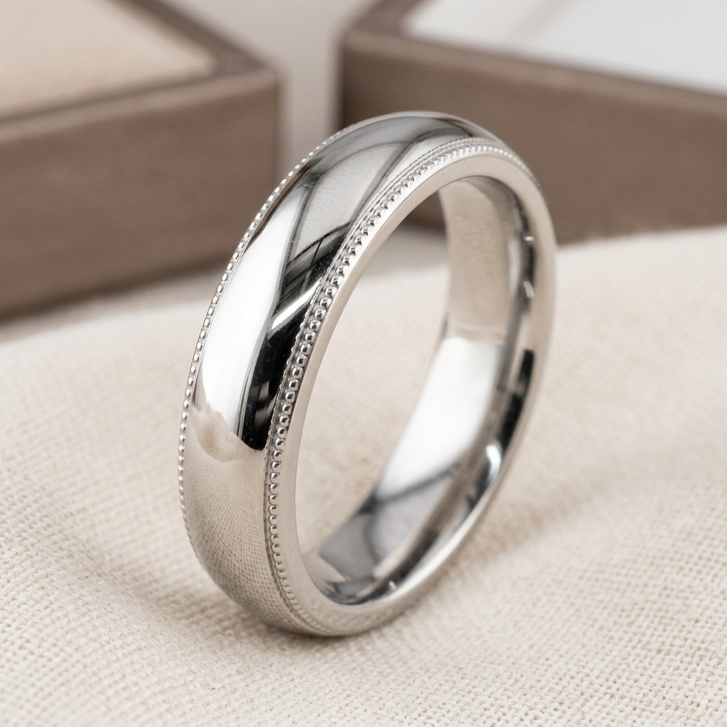 Men's Classic Milgrain Edge Comfort Fit Wedding Band