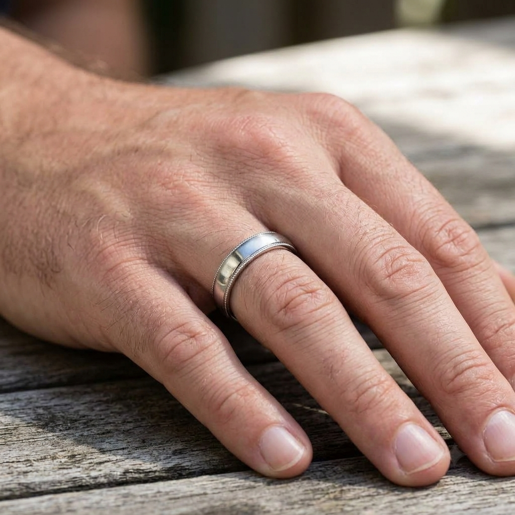 Men's Classic Milgrain Edge Comfort Fit Wedding Band