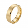 Detailed 3D studio rendering of a men's yellow gold wedding ring featuring satin center and shiny chamfered edges.