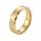 Detailed 3D studio rendering of a men's yellow gold wedding ring featuring satin center and shiny chamfered edges.