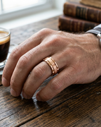 Men's Segmented Block Brushed Wedding Band with Notched Edges