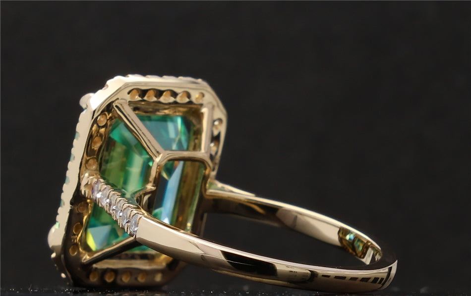 Back profile view showing the structural support and polished yellow gold band.