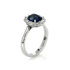 Angled Profile of 3 CT Blue Round Moissanite Ring in White Gold