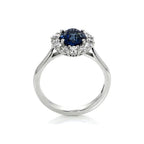 Elegant White Gold Setting on 3 Carat Blue Round Moissanite Ring