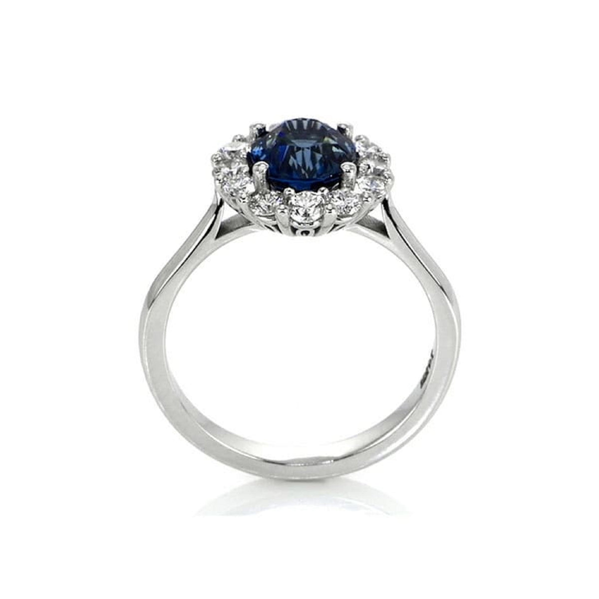 Elegant White Gold Setting on 3 Carat Blue Round Moissanite Ring