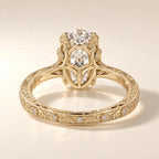 Detailed undergallery profile displaying leaf basket arches and continuous floral scrollwork with accent diamonds.