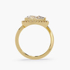 Side view Two-Stone Pear Lab Diamond Halo Toi et Moi Ring