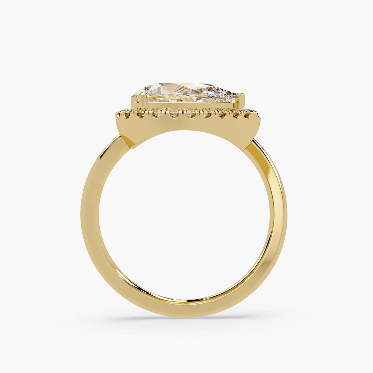 Side view Two-Stone Pear Lab Diamond Halo Toi et Moi Ring