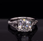 Front angle reflection view showcasing the brilliant facets of a 3 CT cushion cut lab diamond