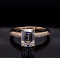 Direct top-down view showing the step-cut clarity and symmetry of a 3 CT emerald cut lab diamond