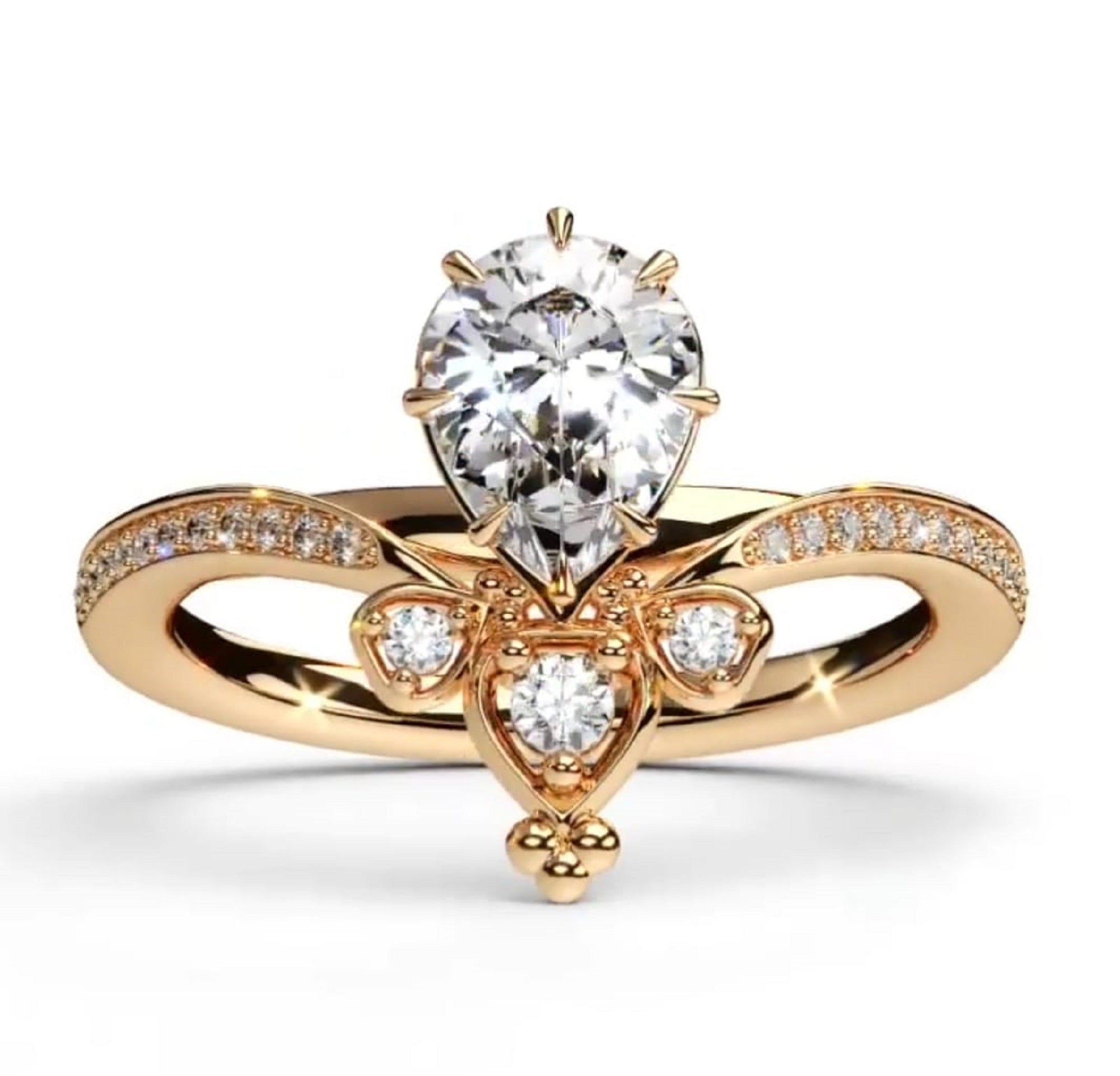 2 carat pear-shaped IGI certified lab diamond ring