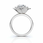 Sculptural Flower Petal Setting, 3 CT Heart Cut Lab Grown Diamond Floral Rose Ring