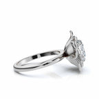 Sculptural Flower Petal Setting, 3 CT Heart Cut Lab Grown Diamond Floral Rose Ring