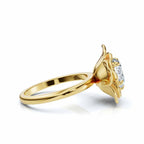 Sculptural Flower Petal Setting, 3 CT Heart Cut Lab Grown Diamond Floral Rose Ring