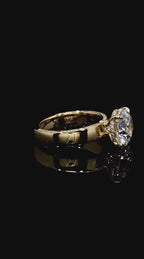 3 Carat Round Cut Lab Grown Diamond Engagement Ring with Hidden Halo in Yellow Gold