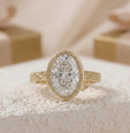 Vintage Oval Bezel Engagement Ring in 14K Gold