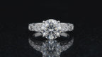 3 Carat Round Cut Lab Grown Diamond Vintage Filigree Ring in 14K White Gold