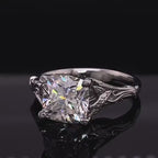 3 Carat Cushion Cut Lab Diamond Botanical Filigree Ring in White Gold