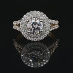 2 CT Round Cut Lab Diamond Double Halo Engagement Ring | Yellow Gold