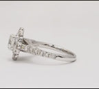 2 CT Round Cut Lab Grown Diamond Engagement Ring in White Gold with Scalloped Floral Halo & Pavé Band