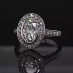 3 CT Oval Lab Diamond Bezel Setting Ring with Pavé Band
