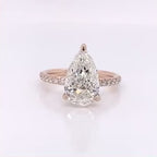 4 CT Pear Cut Lab Grown Diamond Hidden Halo Ring in Rose Gold