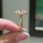 3 CT Oval Cut Lab Grown Diamond Halo Engagement Ring with Twisted Band 