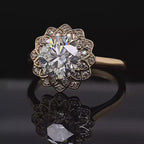 3 CT Round Cut Lab Grown Diamond Floral Scalloped Halo Engagement Ring
