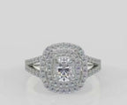 2 Carat Cushion Cut Lab Diamond Double Halo Ring in White Gold