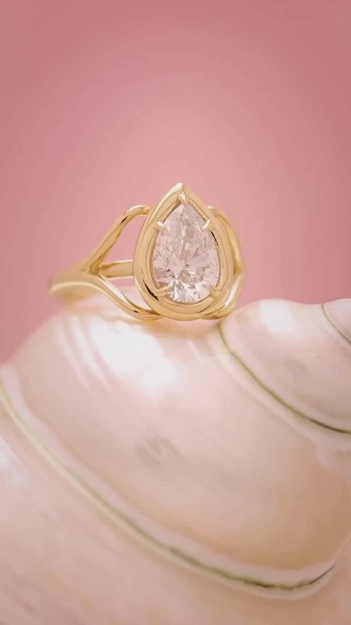 3 Carat Pear Cut Lab Grown Diamond Engagement Ring Video
