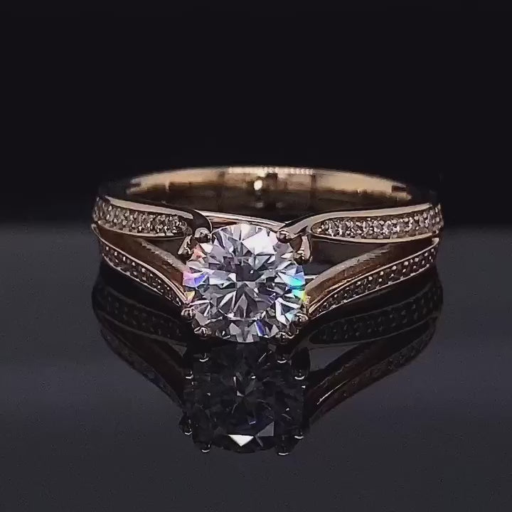 2 Carat Round Cut Lab Grown Diamond Engagement Ring with Twisted Pavé Split Shank