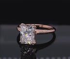 3 Carat Radiant Cut Lab Diamond Solitaire Ring with Floral Hand Engraved Band