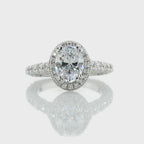 2 Carat Oval Lab Grown Diamond Halo Engagement Ring in White Gold