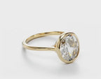 2 CT Oval Cut Lab Grown Diamond Engagement Ring, Bezel Set Solitaire Ring in 14K Gold