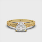 2 CT Heart Cut Lab Grown Diamond Vintage Ring | Engraved Scrollwork Band