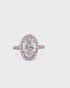 4 CT Oval Cut Lab Grown Diamond Halo Engagement Ring in White Gold