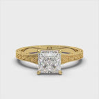 The Heritage: 2.0 Carat Princess Cut Lab Diamond Ring with Engraved Scroll Band