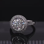 3 Carat Round Lab Grown Diamond Halo Ring with Milgrain Detail
