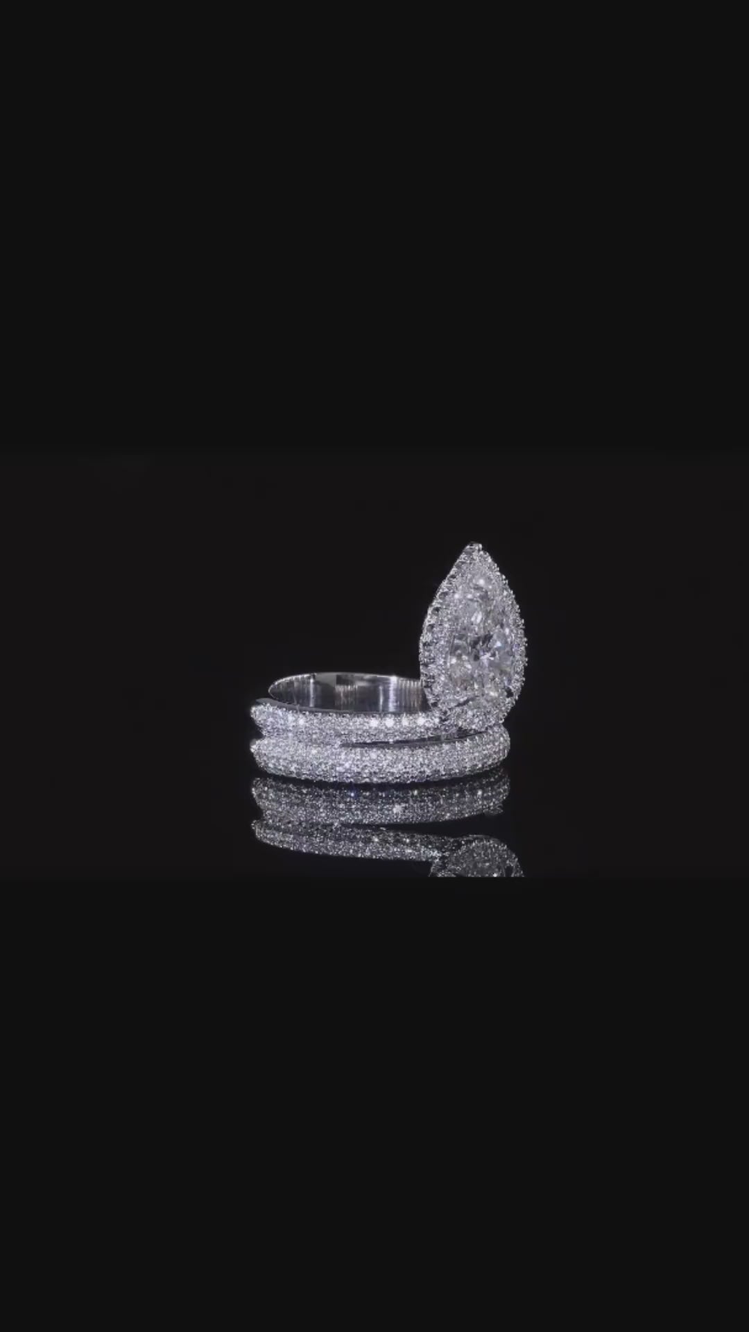 2 CT Pear Cut Lab Grown Diamond Bypass Halo Ring with Filigree Detail