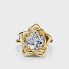 Blooming Rose 3 Carat Round Lab Diamond Engagement Ring in Gold