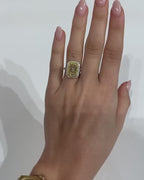 2 CT Canary Yellow Radiant Cut Lab Diamond Two-Tone Halo Engagement Ring on Hand Video
