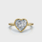 3 CT Heart Cut Lab Grown Diamond Engagement Ring, Milgrain Bezel in Yellow Gold