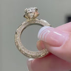 Ornate Oval Engagement Ring | Engraved Yellow Gold